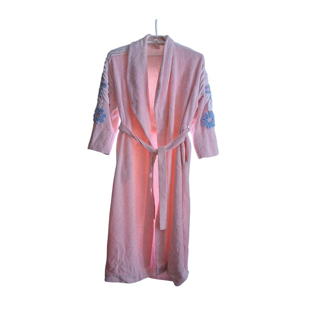 Stan Herman for Herbcraft chenille robe womens M pink oversized vintage